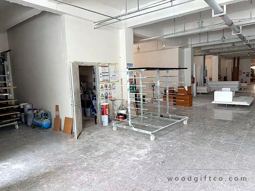 The finishing room with drying racks