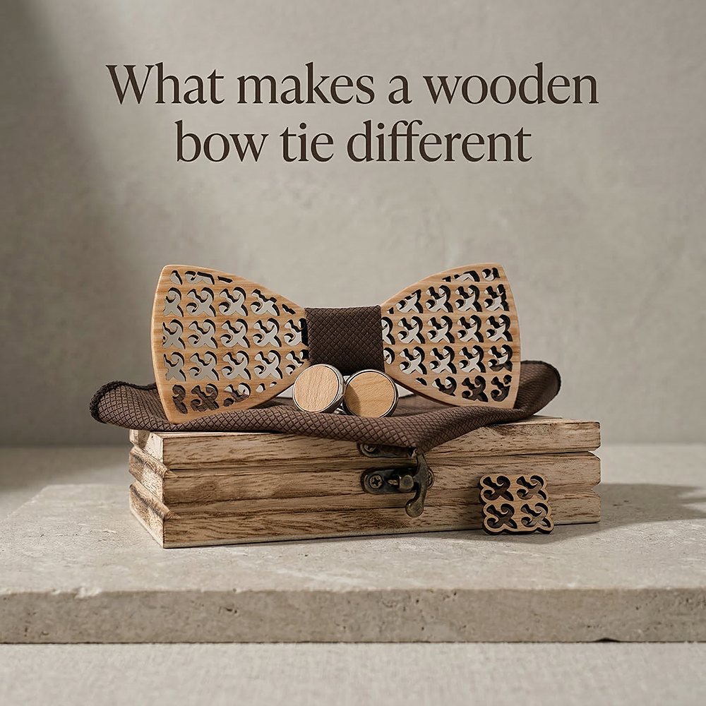 M401 M401  Fleur-de-lis Cutout Bow Tie Set, Maple — view 8