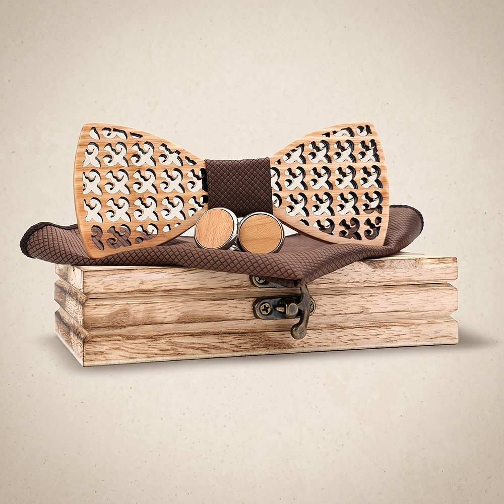 M401 M401  Fleur-de-lis Cutout Bow Tie Set, Maple — colour C2