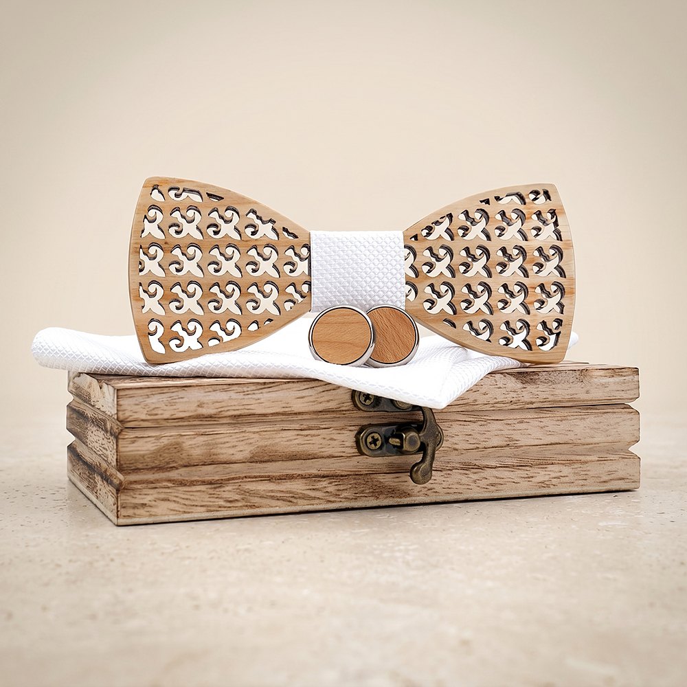 M401 M401  Fleur-de-lis Cutout Bow Tie Set, Maple — colour C5