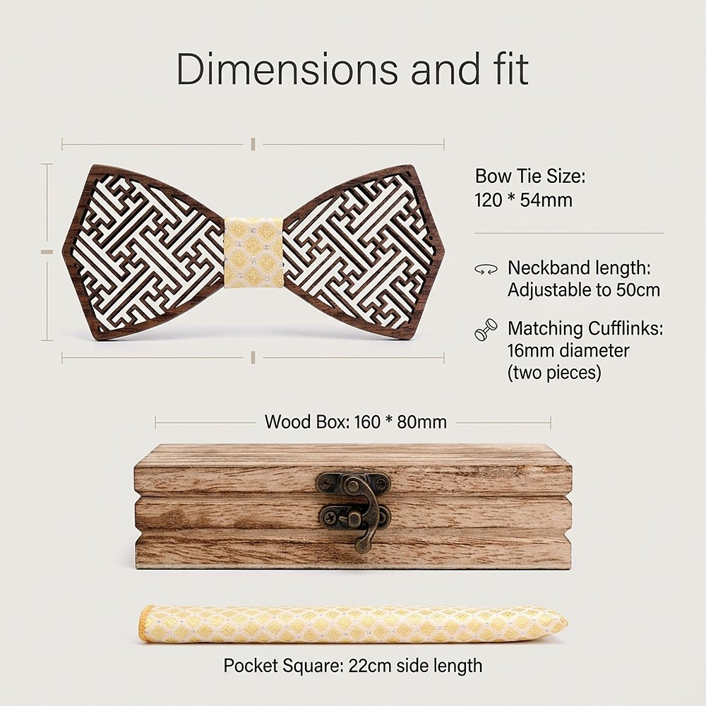 M402 M402  Maze Lattice Cutout Bow Tie Set, Walnut — view 7