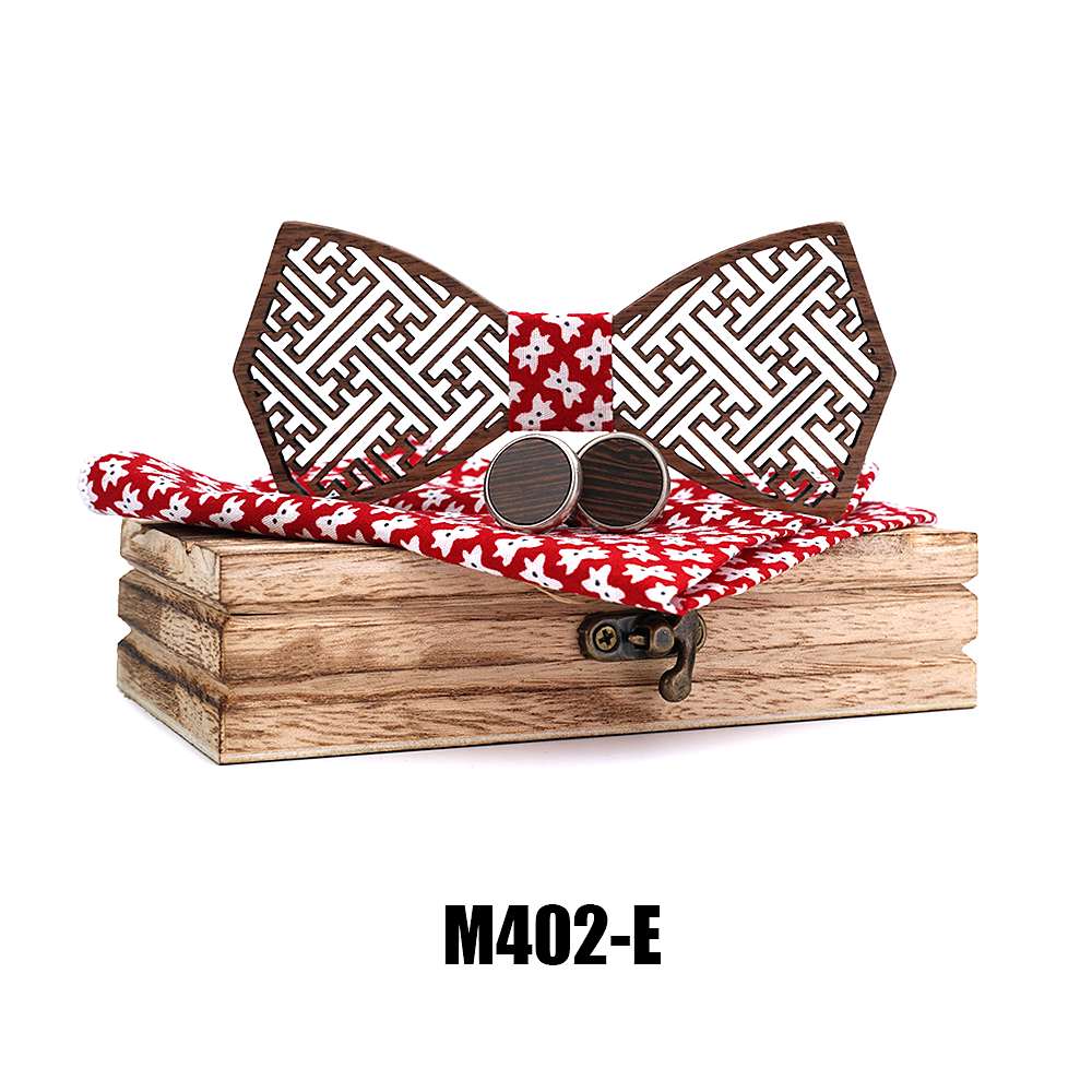 M402 M402  Maze Lattice Cutout Bow Tie Set, Walnut — colour E
