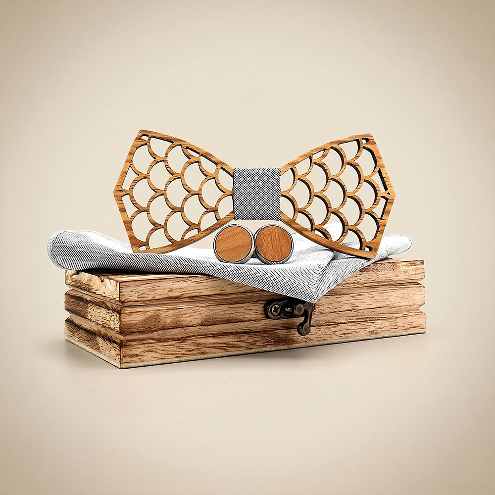 M403 M403  Mermaid Scale Cutout Bow Tie Set, Walnut — colour C6