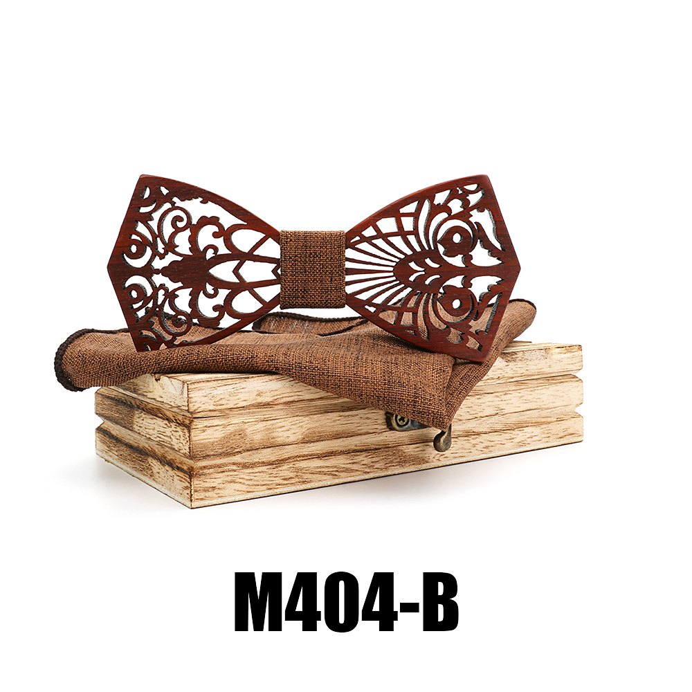 M404 M404  Floral Scroll Cutout Bow Tie Set, Walnut — view 2