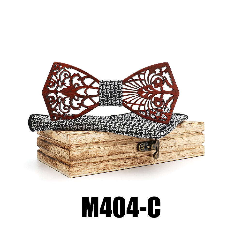 M404 M404  Floral Scroll Cutout Bow Tie Set, Walnut — view 3