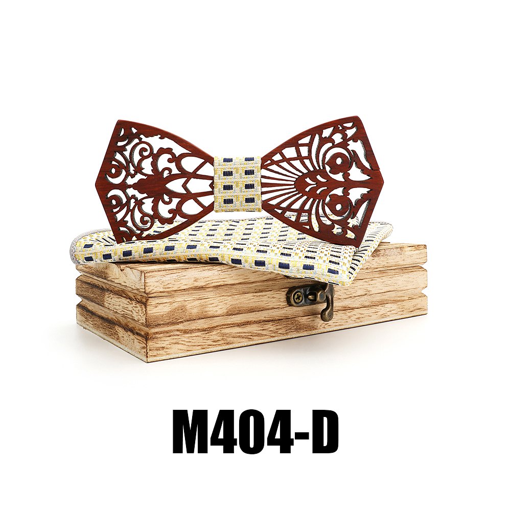 M404 M404  Floral Scroll Cutout Bow Tie Set, Walnut — view 4