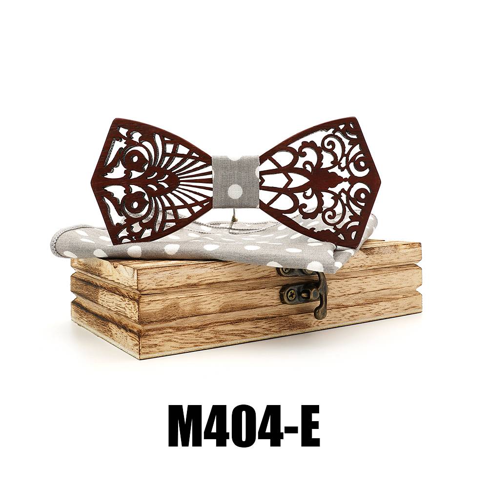 M404 M404  Floral Scroll Cutout Bow Tie Set, Walnut — colour E