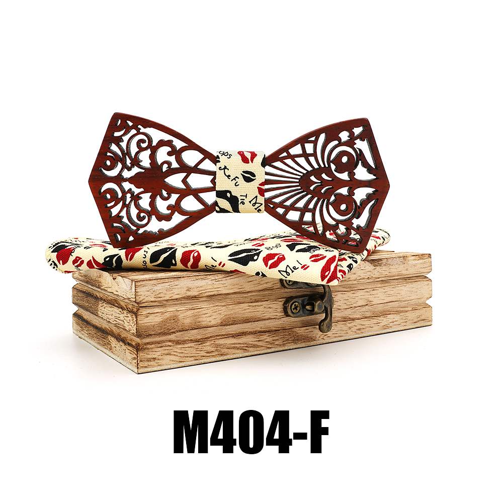 M404 M404  Floral Scroll Cutout Bow Tie Set, Walnut — colour F