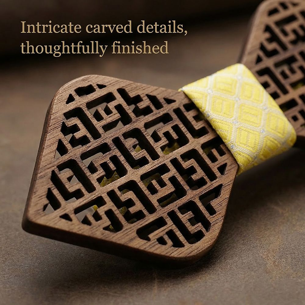 M405 M405  Greek Key Cutout Bow Tie Set, Walnut — view 3