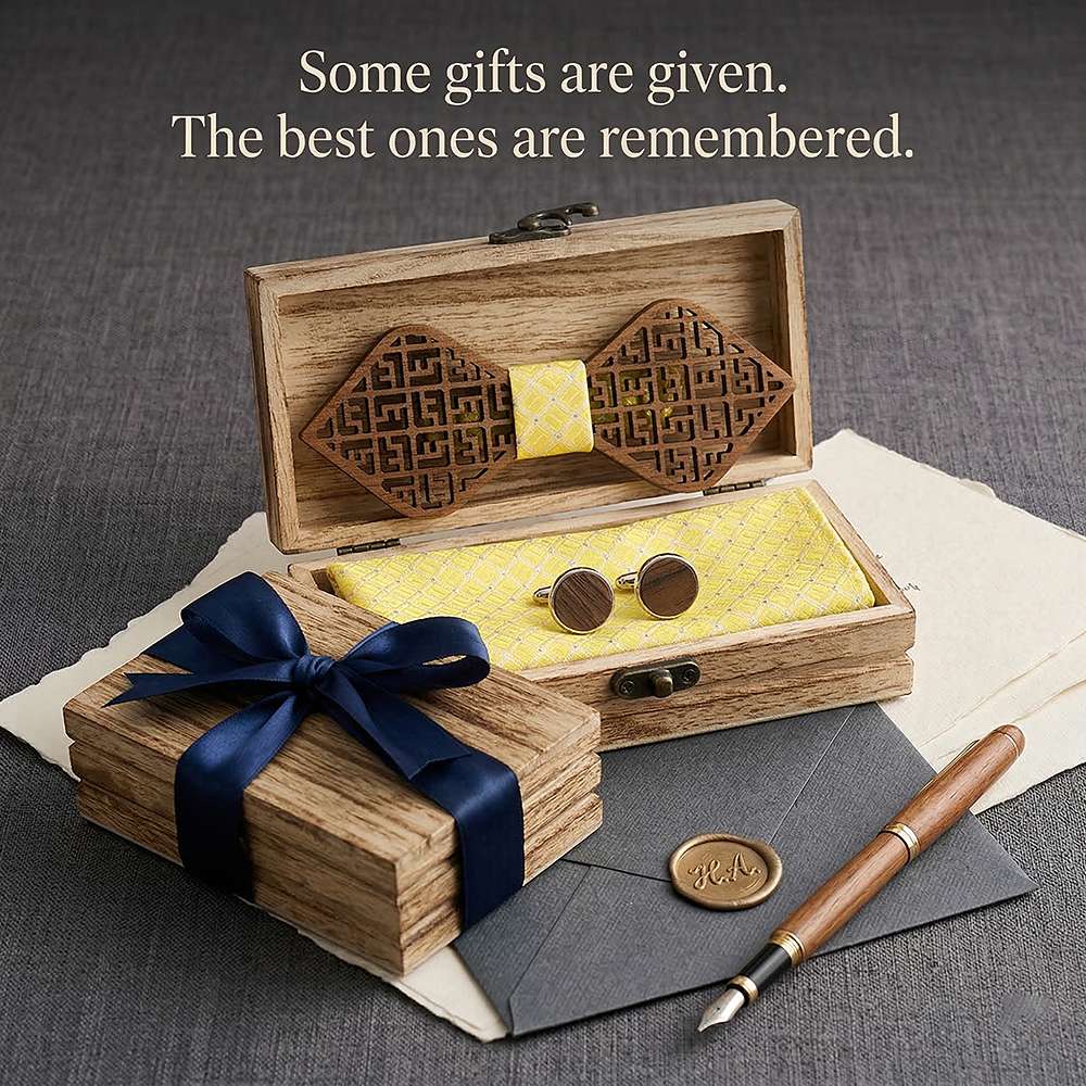 M405 M405  Greek Key Cutout Bow Tie Set, Walnut — view 7