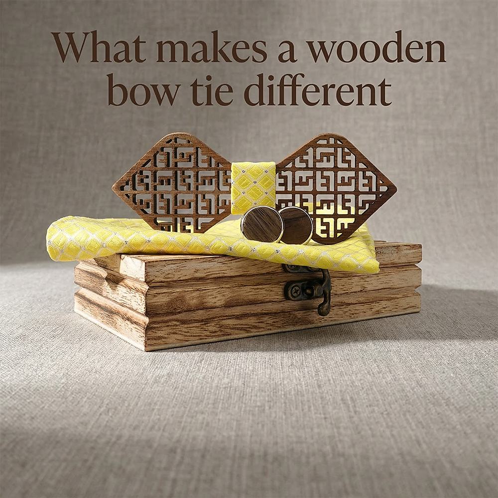 M405 M405  Greek Key Cutout Bow Tie Set, Walnut — view 9