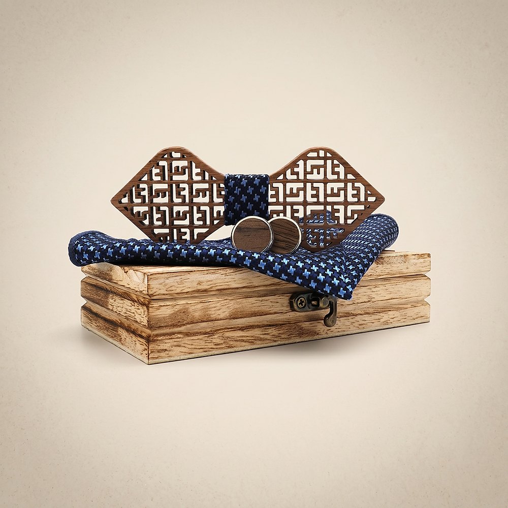 M405 M405  Greek Key Cutout Bow Tie Set, Walnut — colour C2