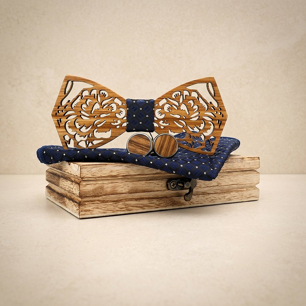 M406 M406  Engraved Peony Floral Bow Tie Set, Maple — colour C5