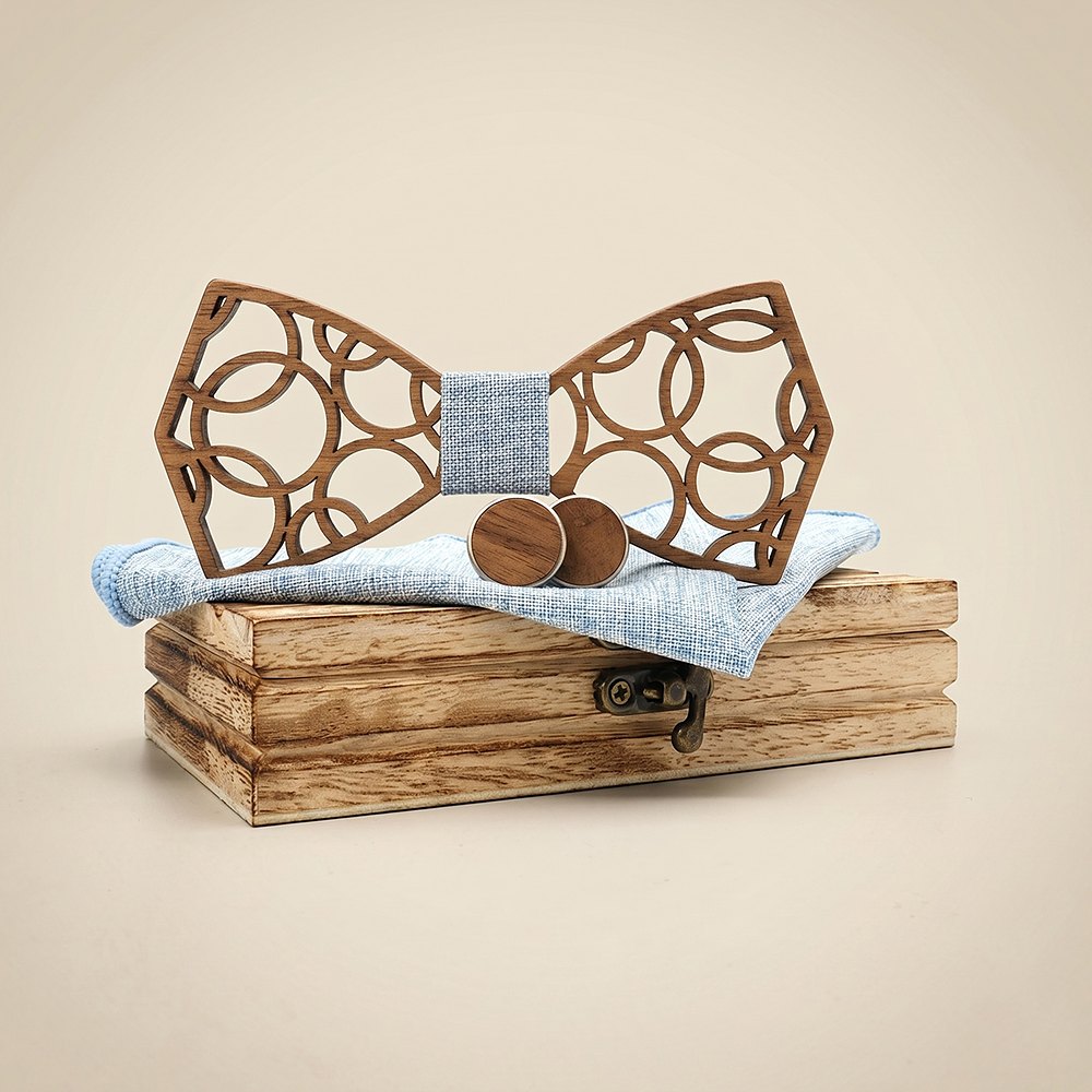M407 M407  Geometric Circle Cutout Bow Tie Set, Walnut — colour C4