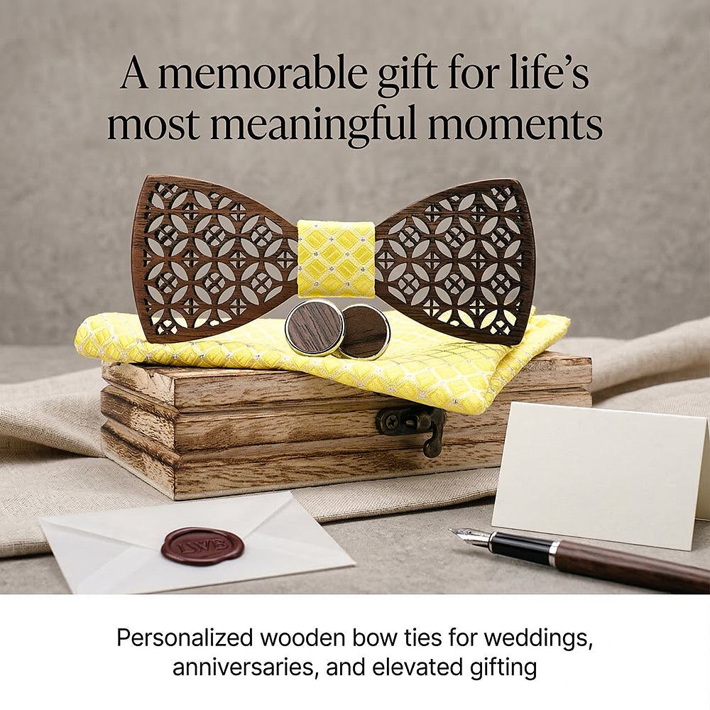 M408 M408  Diamond Lattice Cutout Bow Tie Set, Walnut — view 6