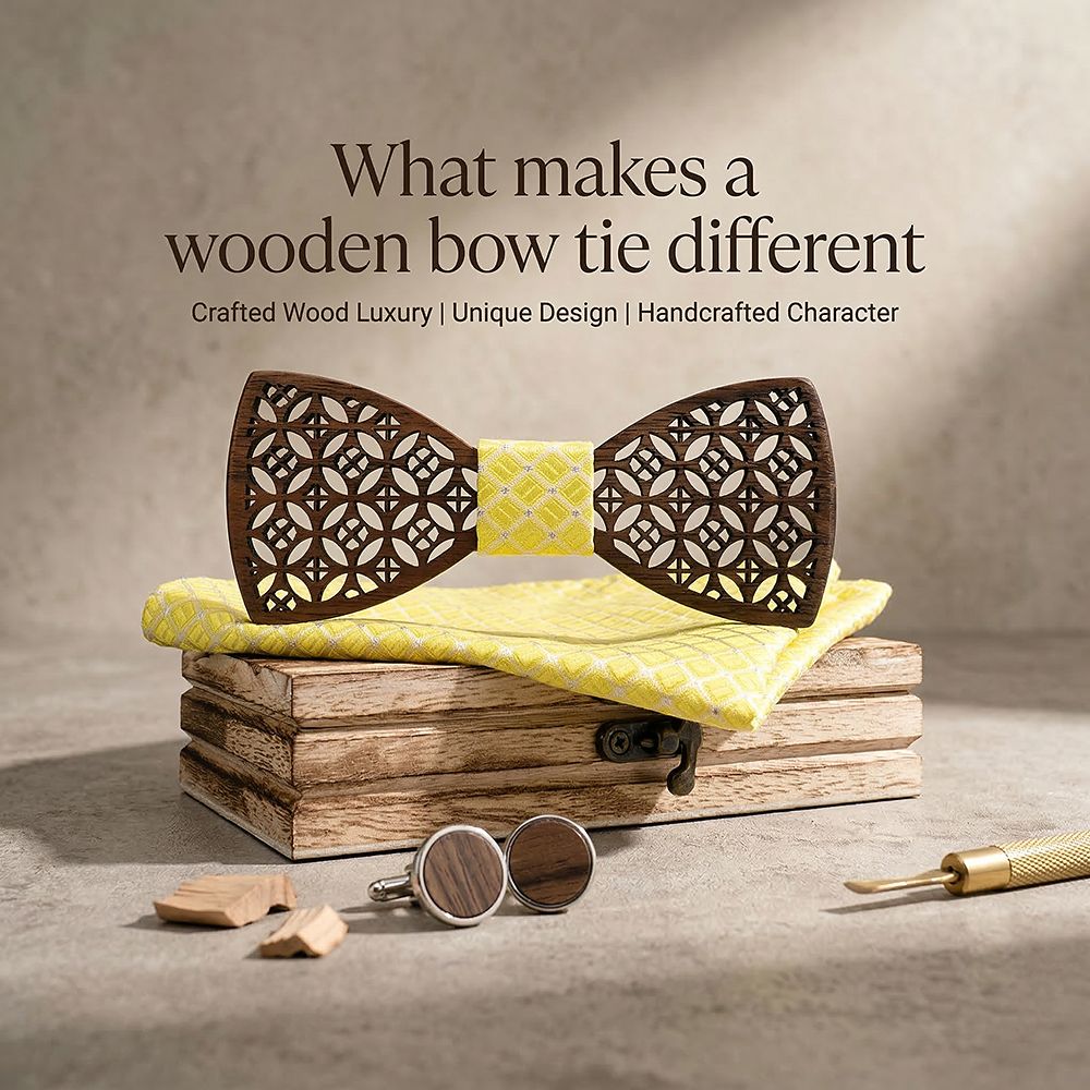M408 M408  Diamond Lattice Cutout Bow Tie Set, Walnut — view 9