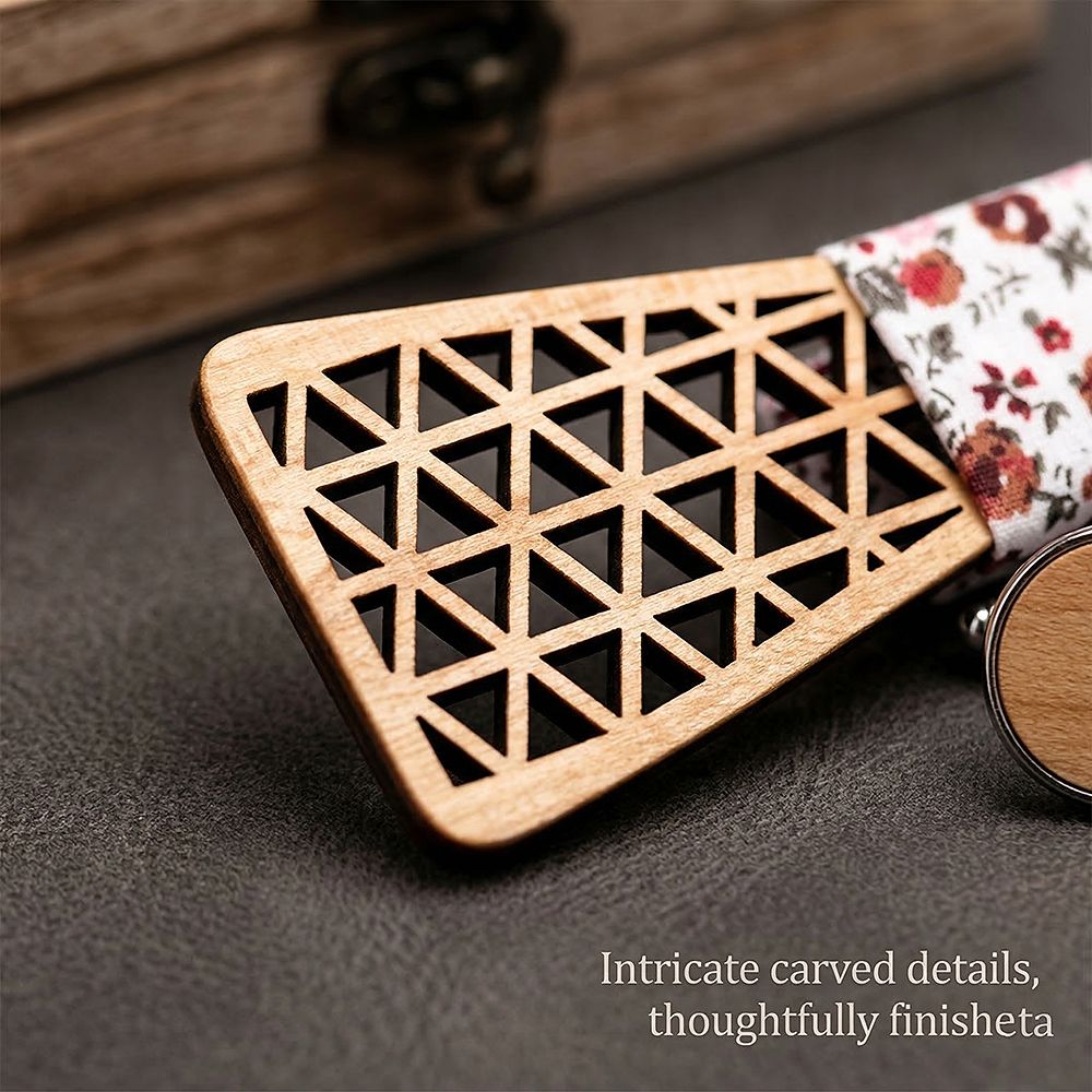 M409 M409  Triangle Geometric Cutout Bow Tie Set, Maple — view 2
