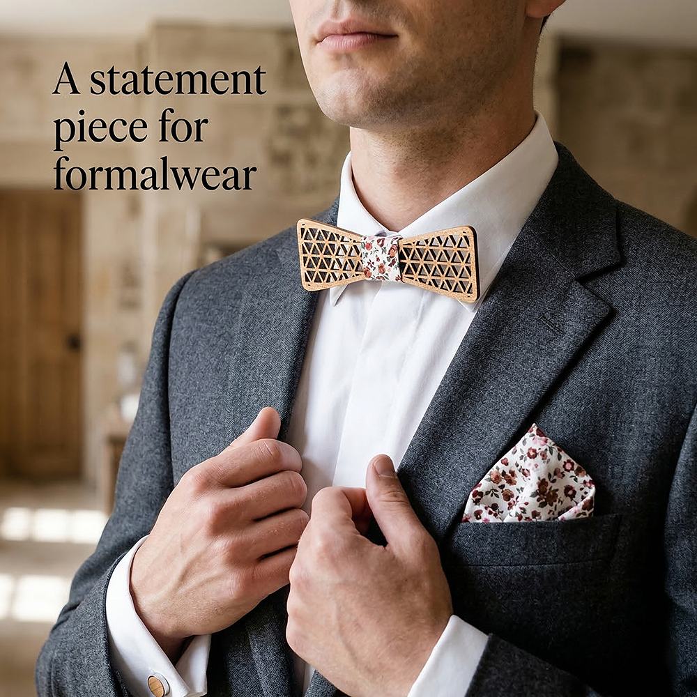 M409 M409  Triangle Geometric Cutout Bow Tie Set, Maple — view 3