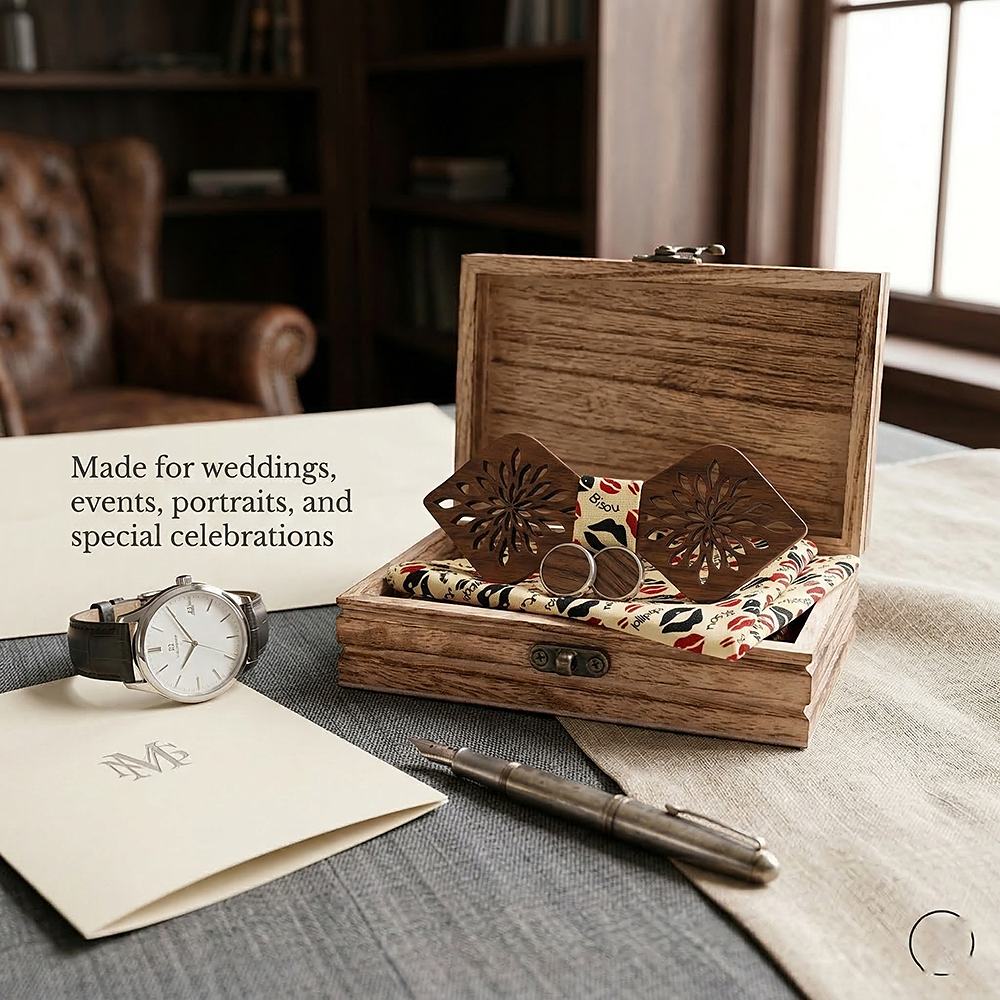 M410 M410  Sunflower Cutout Bow Tie Set, Walnut — view 4