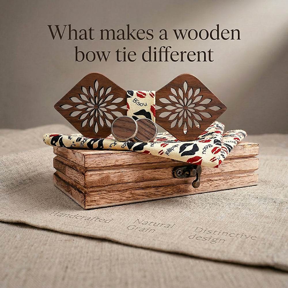 M410 M410  Sunflower Cutout Bow Tie Set, Walnut — view 9
