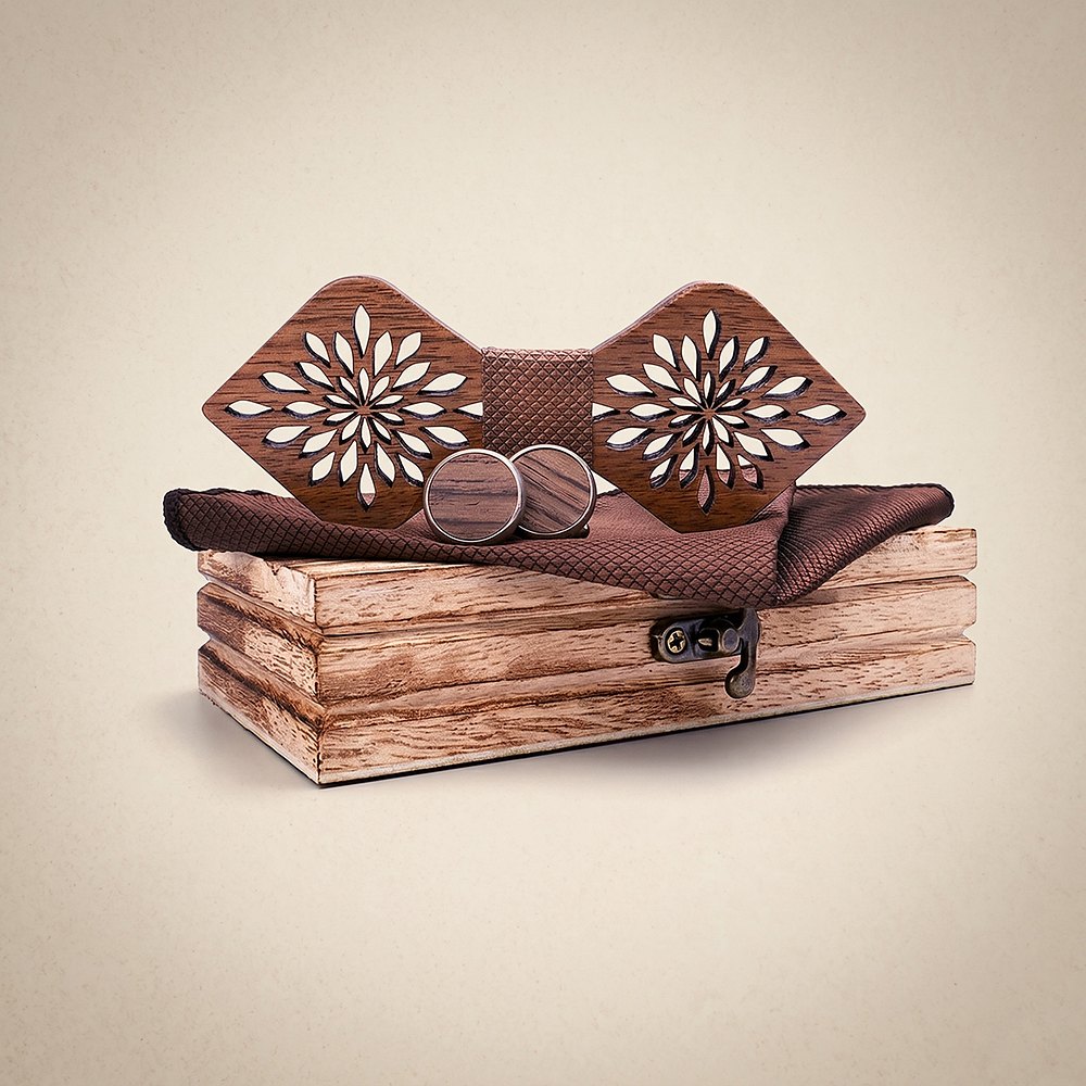 M410 M410  Sunflower Cutout Bow Tie Set, Walnut — colour C2