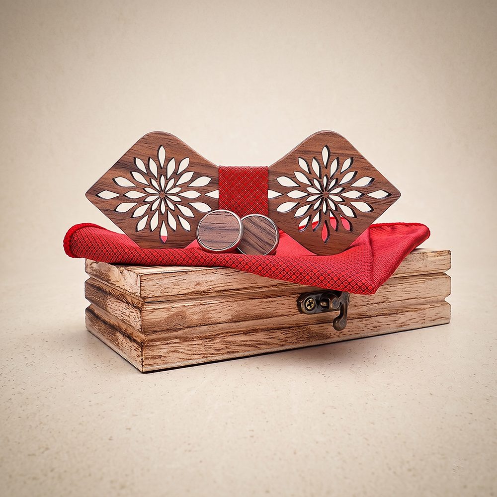 M410 M410  Sunflower Cutout Bow Tie Set, Walnut — colour C3
