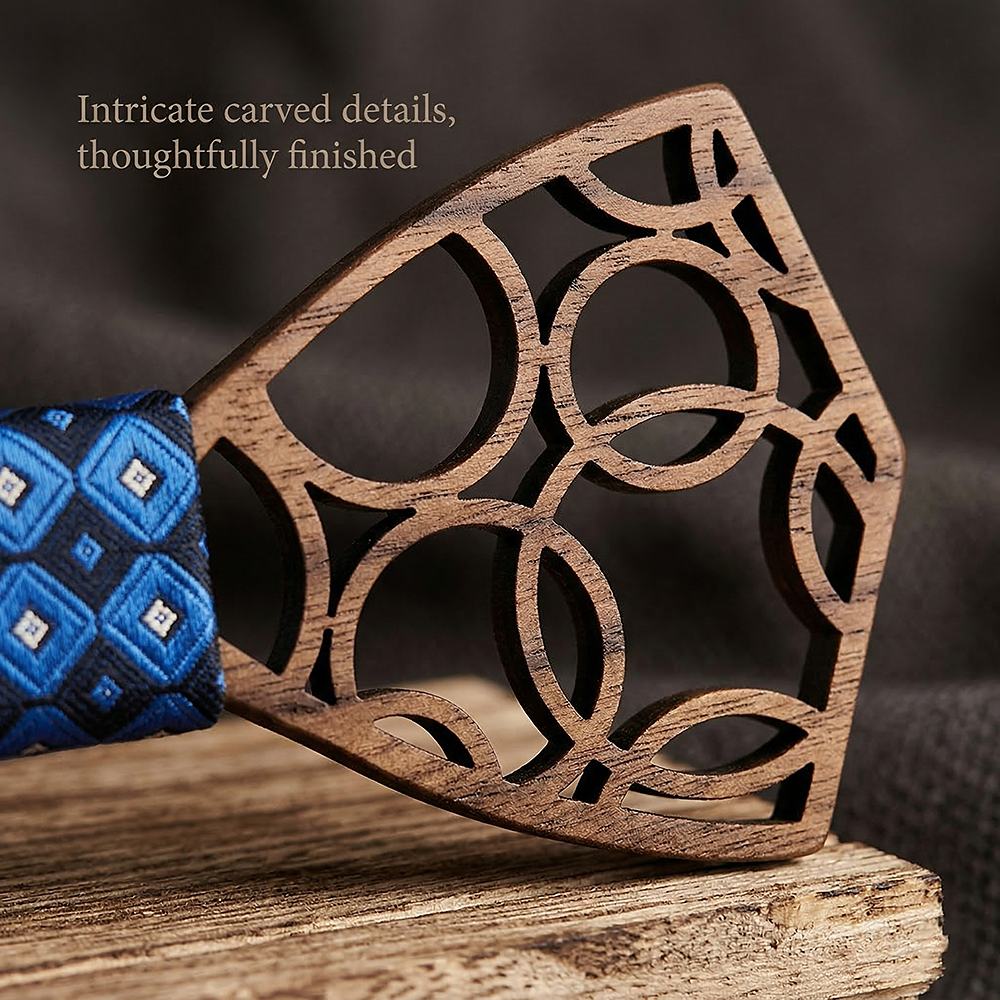 M412 M412  Interlocking Circle Cutout Bow Tie Set, Walnut — view 3