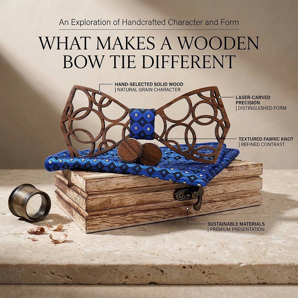 M412 M412  Interlocking Circle Cutout Bow Tie Set, Walnut — view 7