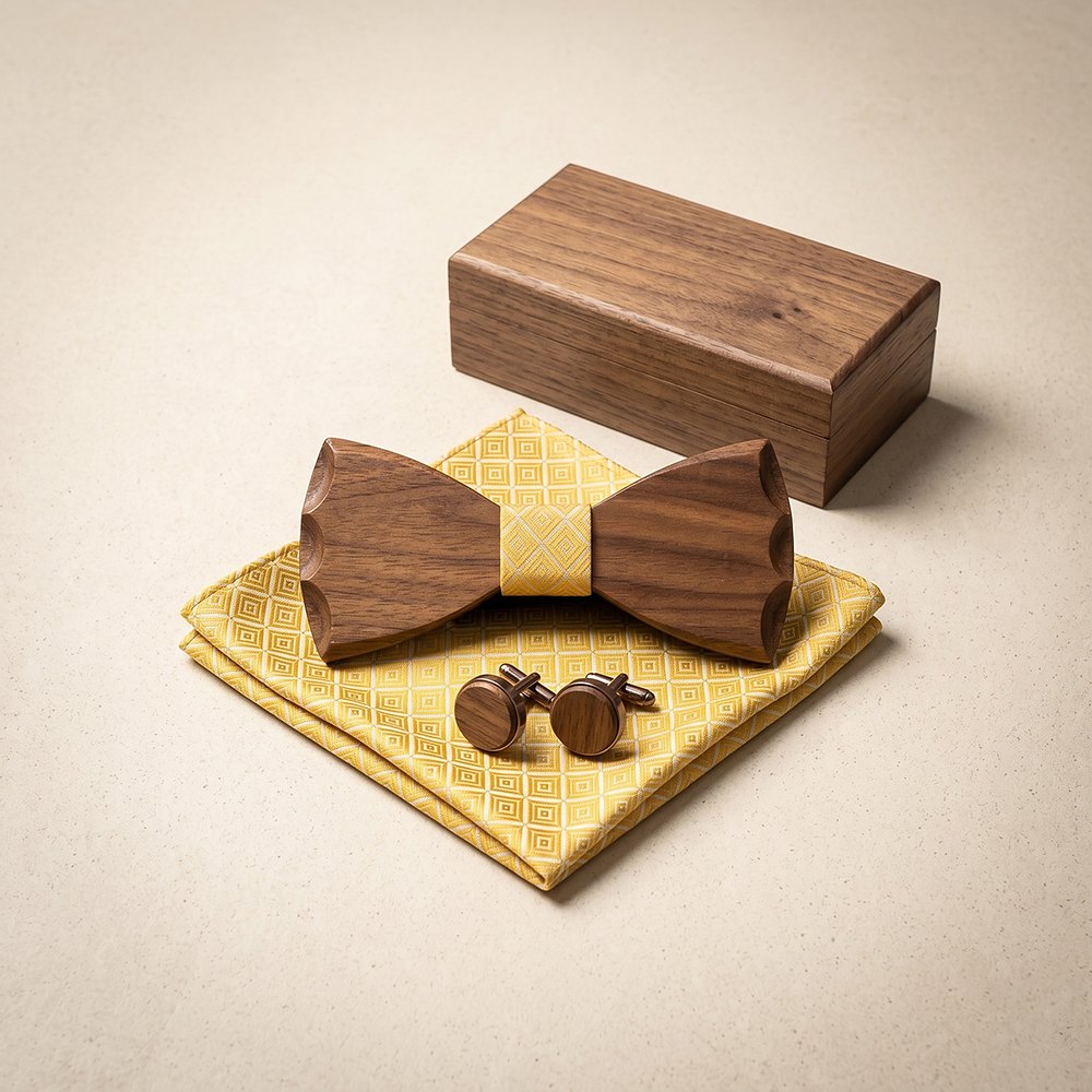 M412 M412  Interlocking Circle Cutout Bow Tie Set, Walnut — colour C3