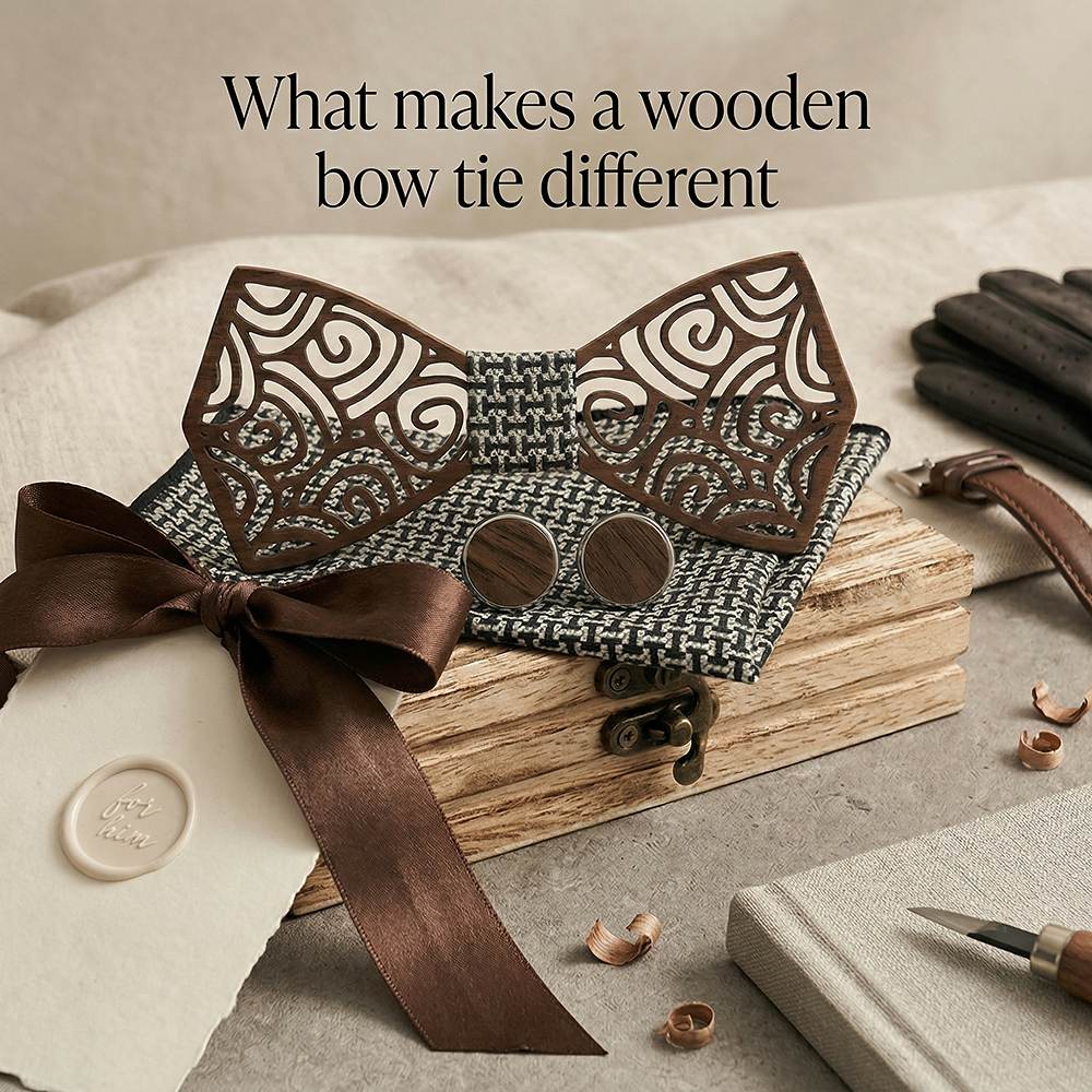 M413 M413  Spiral Swirl Cutout Bow Tie Set, Walnut — view 8