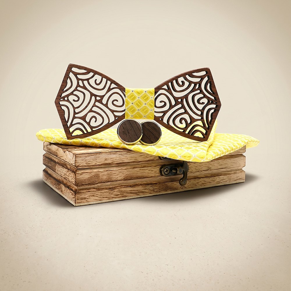 M413 M413  Spiral Swirl Cutout Bow Tie Set, Walnut — colour C3
