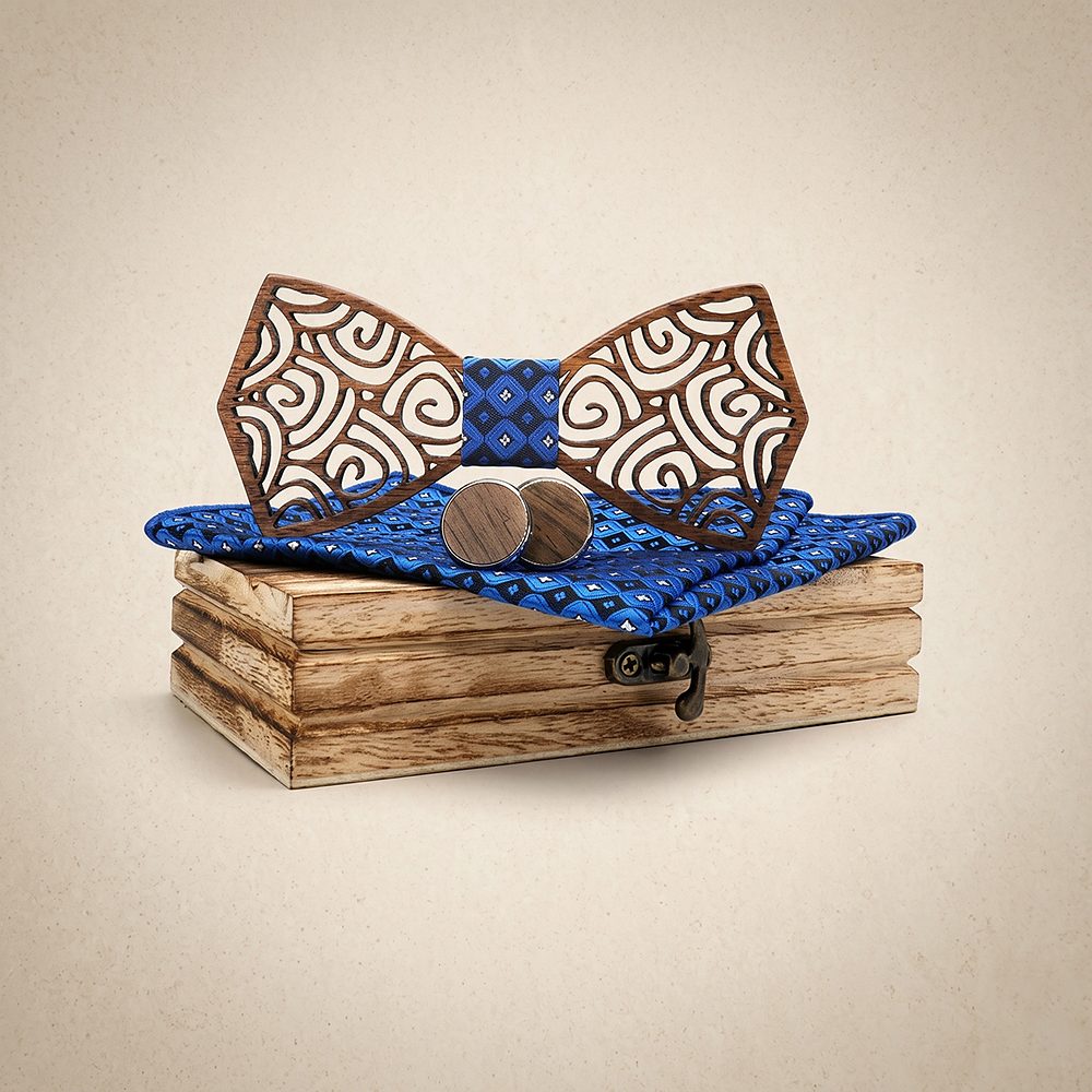M413 M413  Spiral Swirl Cutout Bow Tie Set, Walnut — colour C4