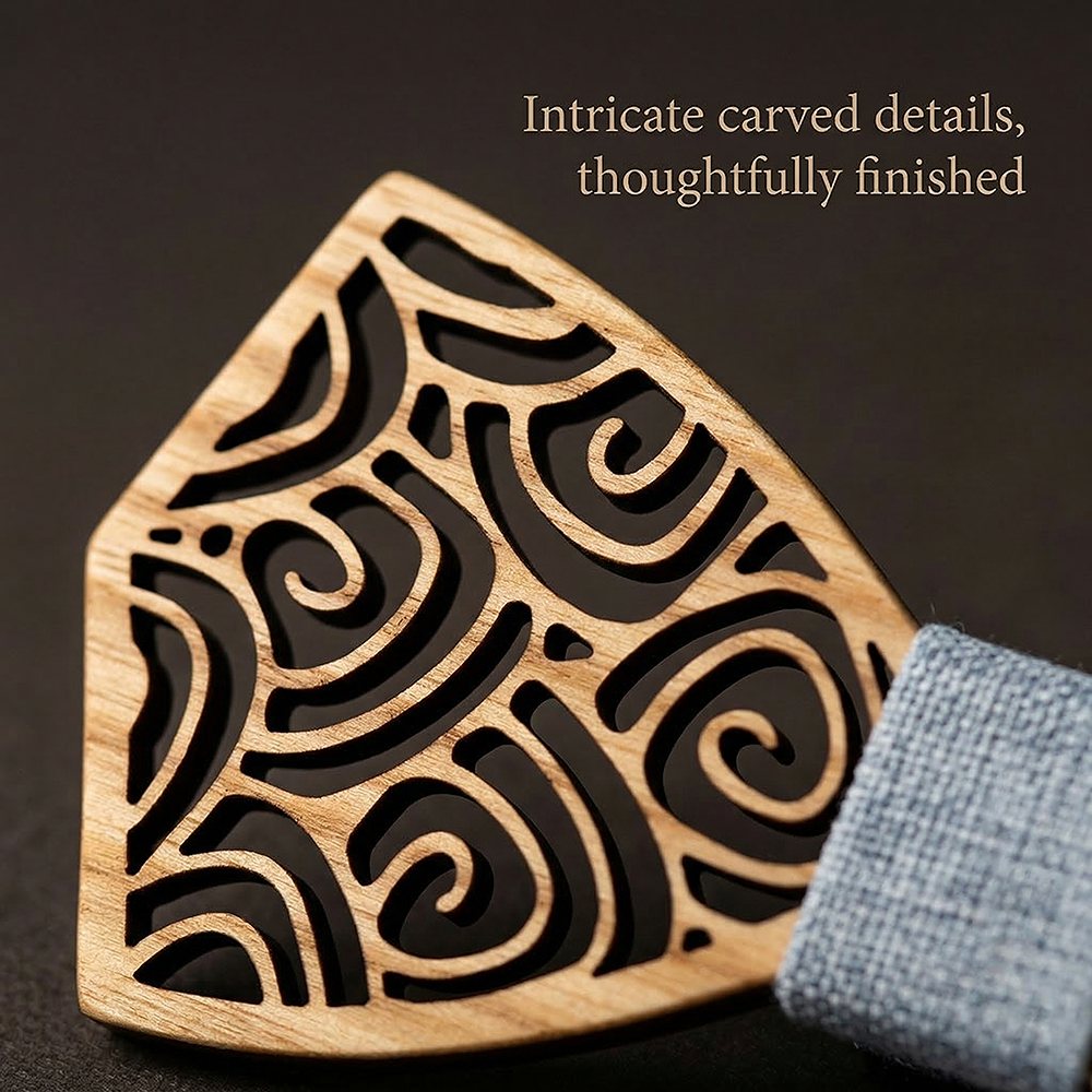 M415 M415  Spiral Swirl Cutout Bow Tie Set, Maple — view 3