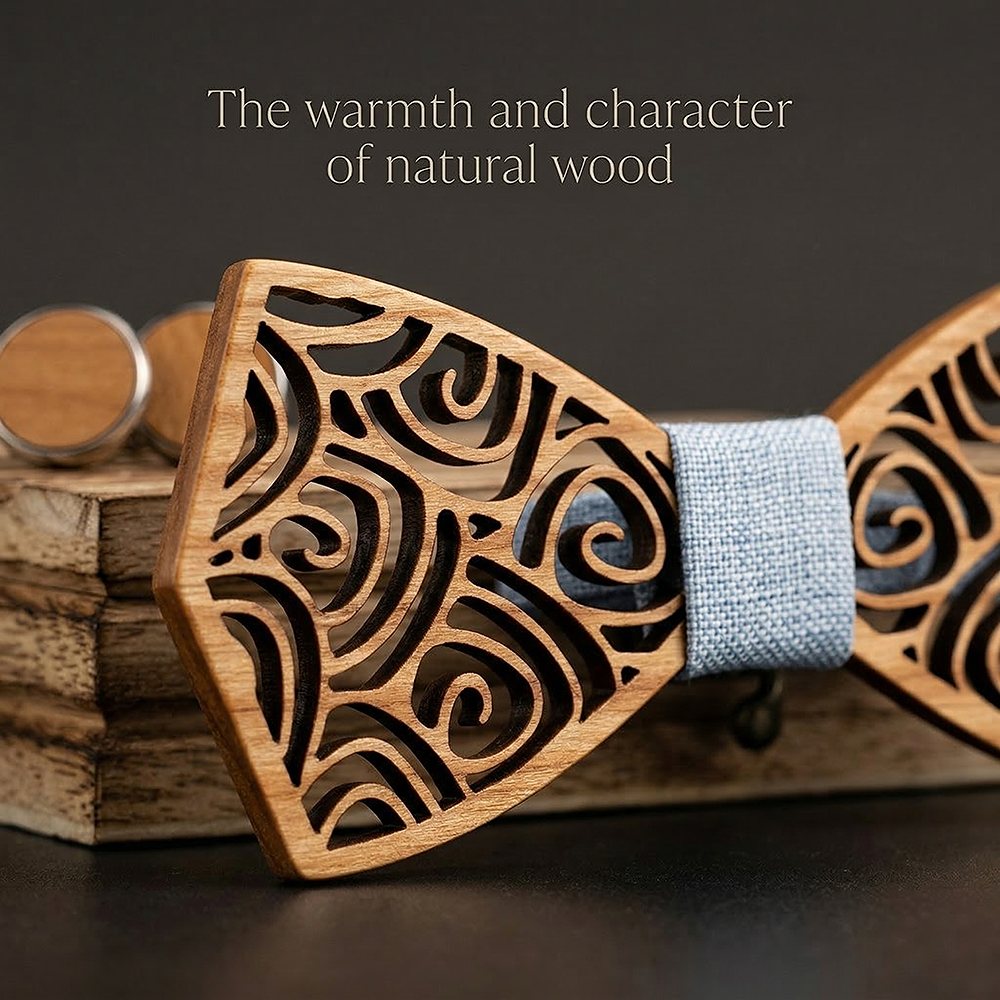 M415 M415  Spiral Swirl Cutout Bow Tie Set, Maple — view 5