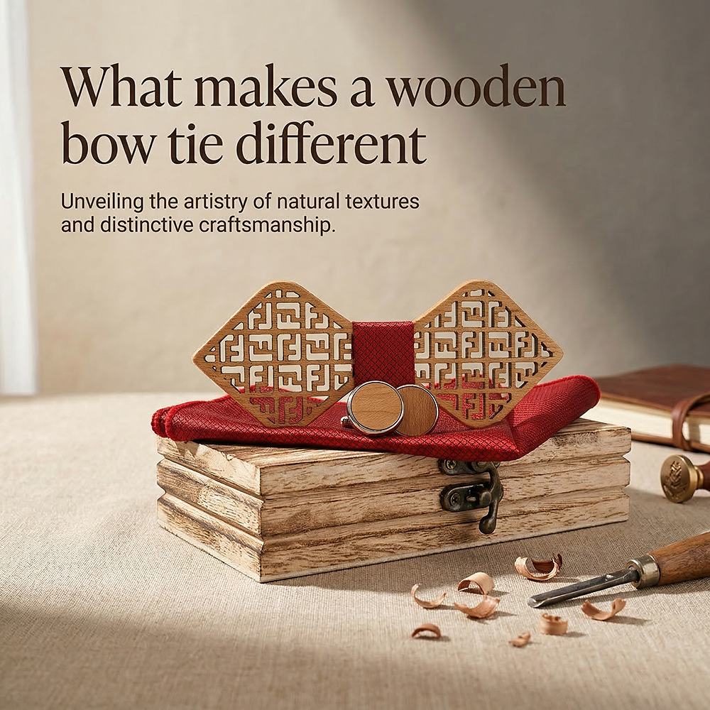 M416 M416  Greek Key Cutout Bow Tie Set, Maple — view 8