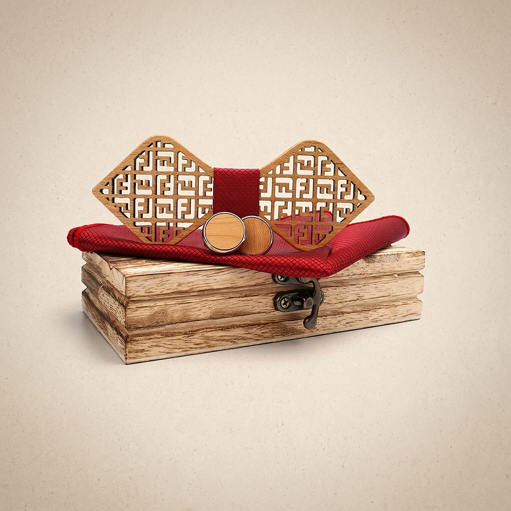M416 M416  Greek Key Cutout Bow Tie Set, Maple — colour C6