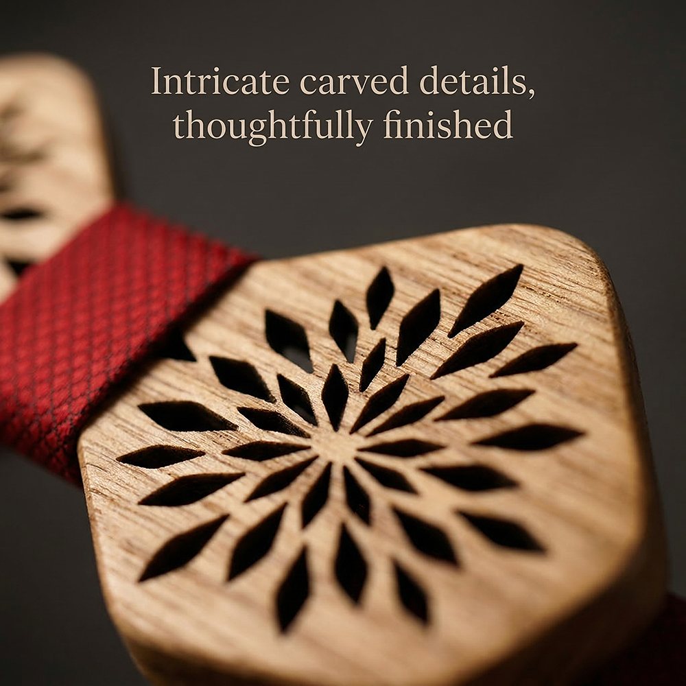 M417 M417  Snowflake Floral Bow Tie Set, Zebrawood — view 3