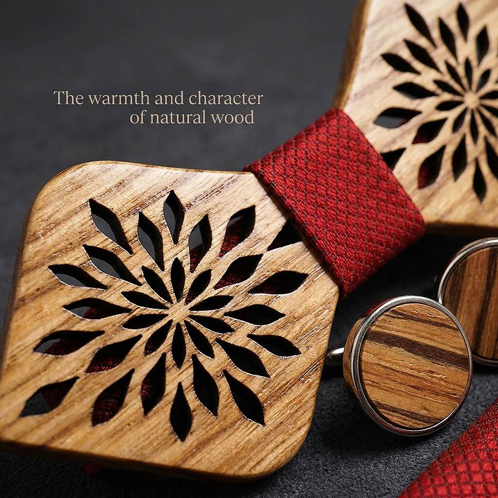 M417 M417  Snowflake Floral Bow Tie Set, Zebrawood — view 5