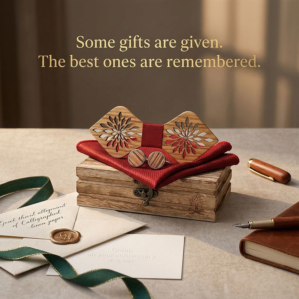 M417 M417  Snowflake Floral Bow Tie Set, Zebrawood — view 7