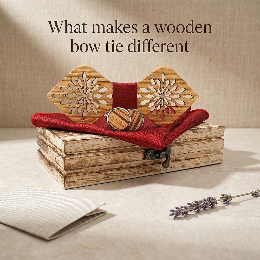 M417 M417  Snowflake Floral Bow Tie Set, Zebrawood — view 9