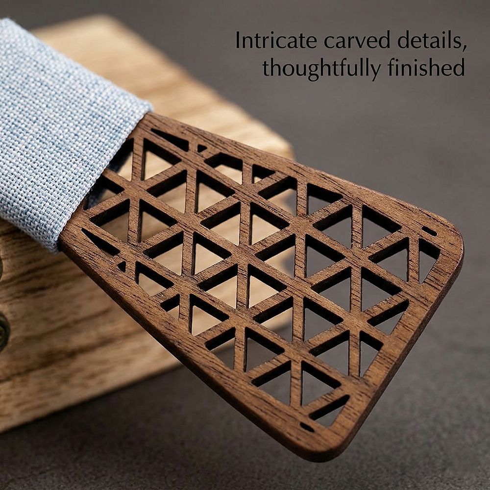 M418 M418  Triangle Grid Cutout Bow Tie Set, Walnut — view 3