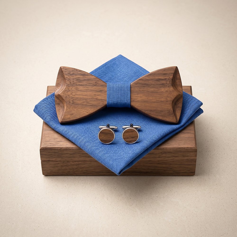 M418 M418  Triangle Grid Cutout Bow Tie Set, Walnut — colour C3