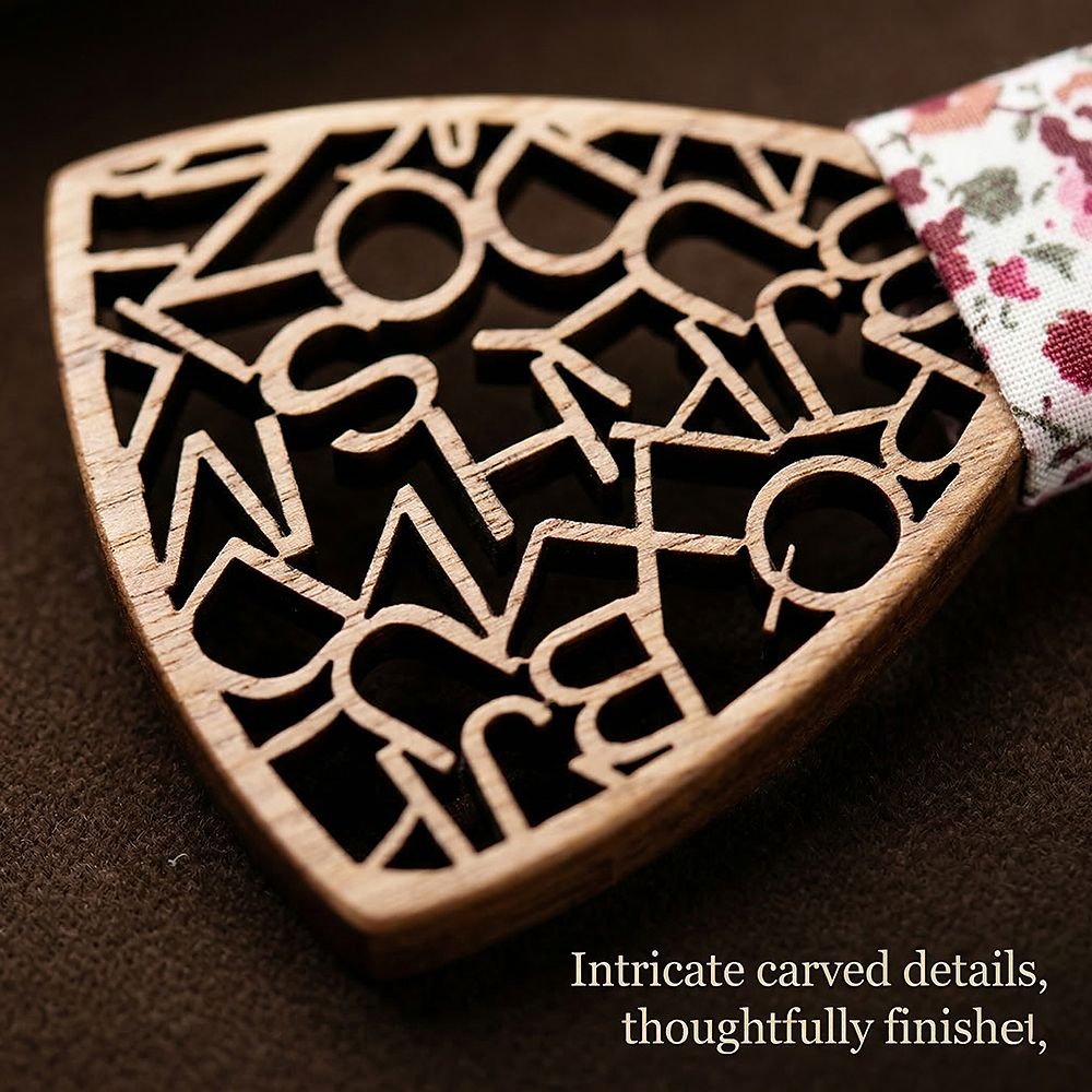 M420 M420  Alphabet Letter Cutout Bow Tie Set, Walnut — view 3
