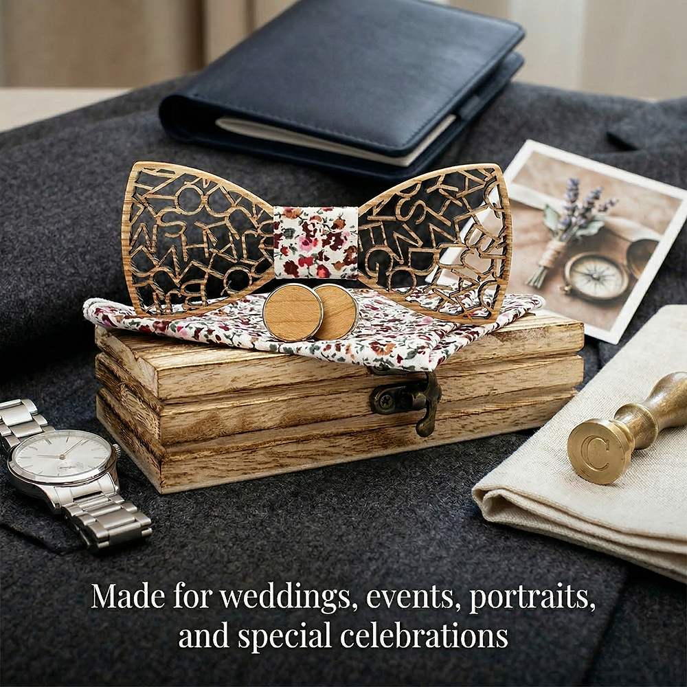 M420 M420  Alphabet Letter Cutout Bow Tie Set, Walnut — view 4