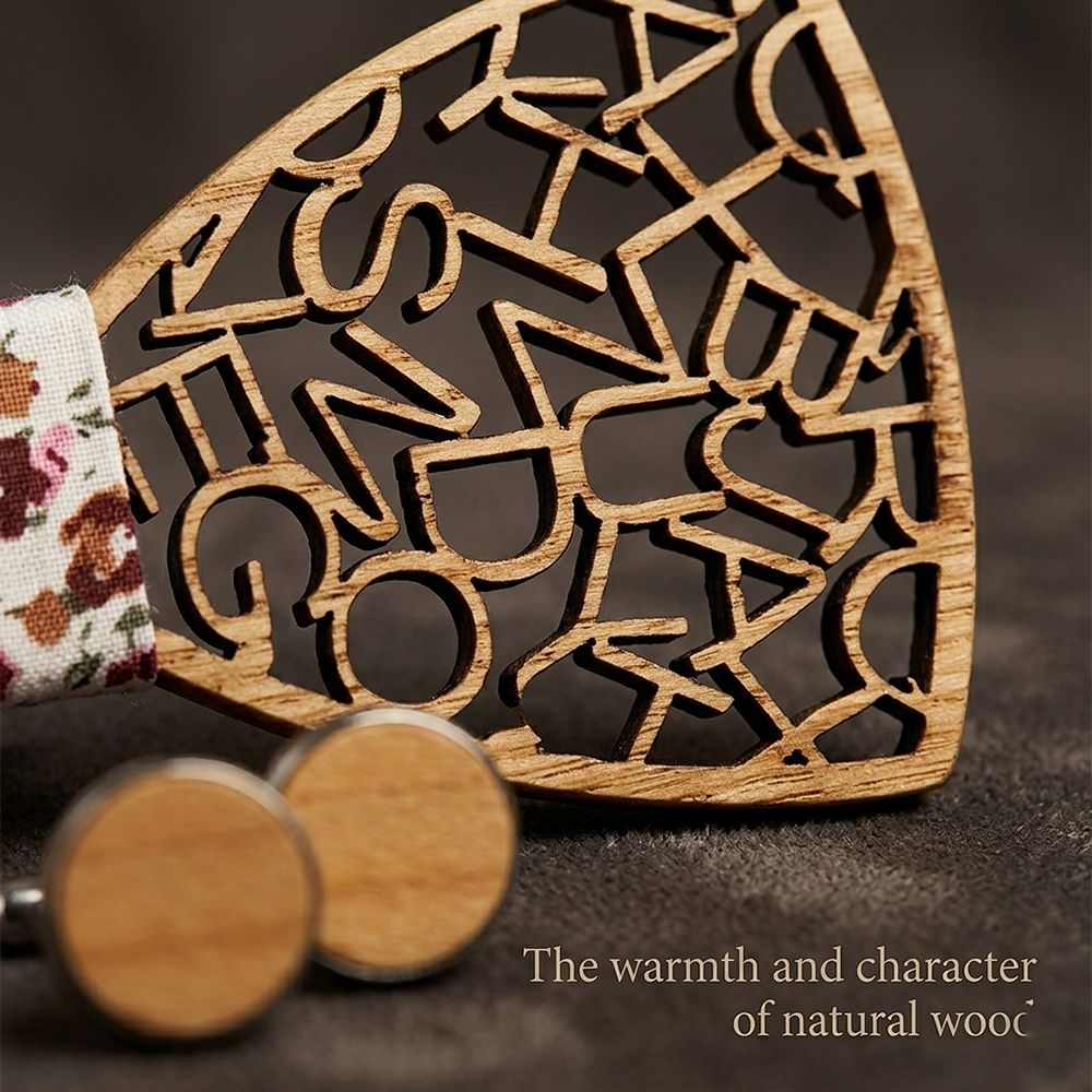 M420 M420  Alphabet Letter Cutout Bow Tie Set, Walnut — view 5