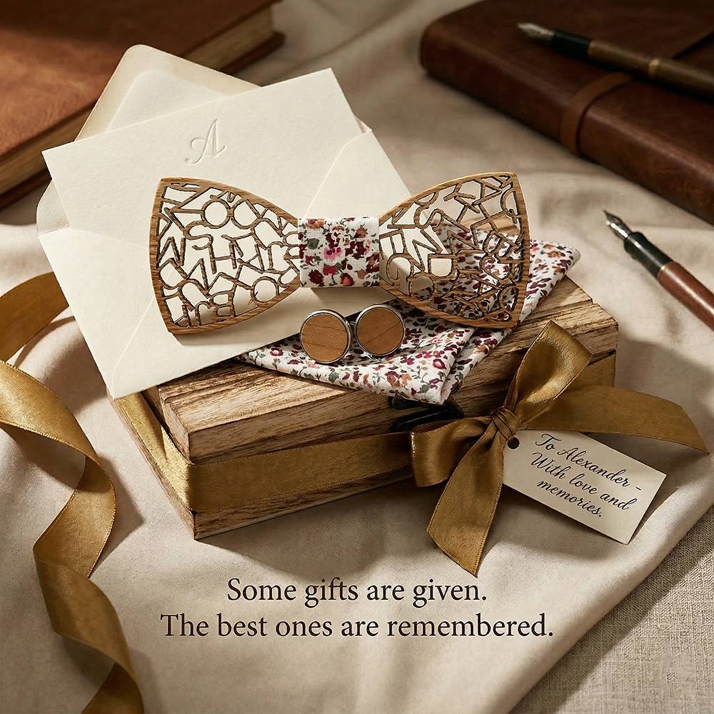 M420 M420  Alphabet Letter Cutout Bow Tie Set, Walnut — view 7