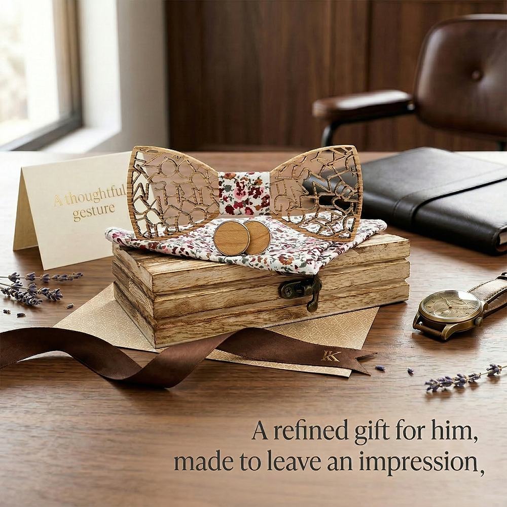 M420 M420  Alphabet Letter Cutout Bow Tie Set, Walnut — view 8