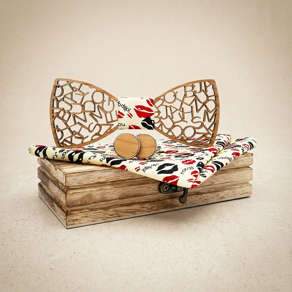 M420 M420  Alphabet Letter Cutout Bow Tie Set, Walnut — colour C5