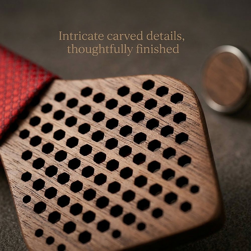 M421 M421  Polka Dot Cutout Bow Tie Set, Walnut — view 3