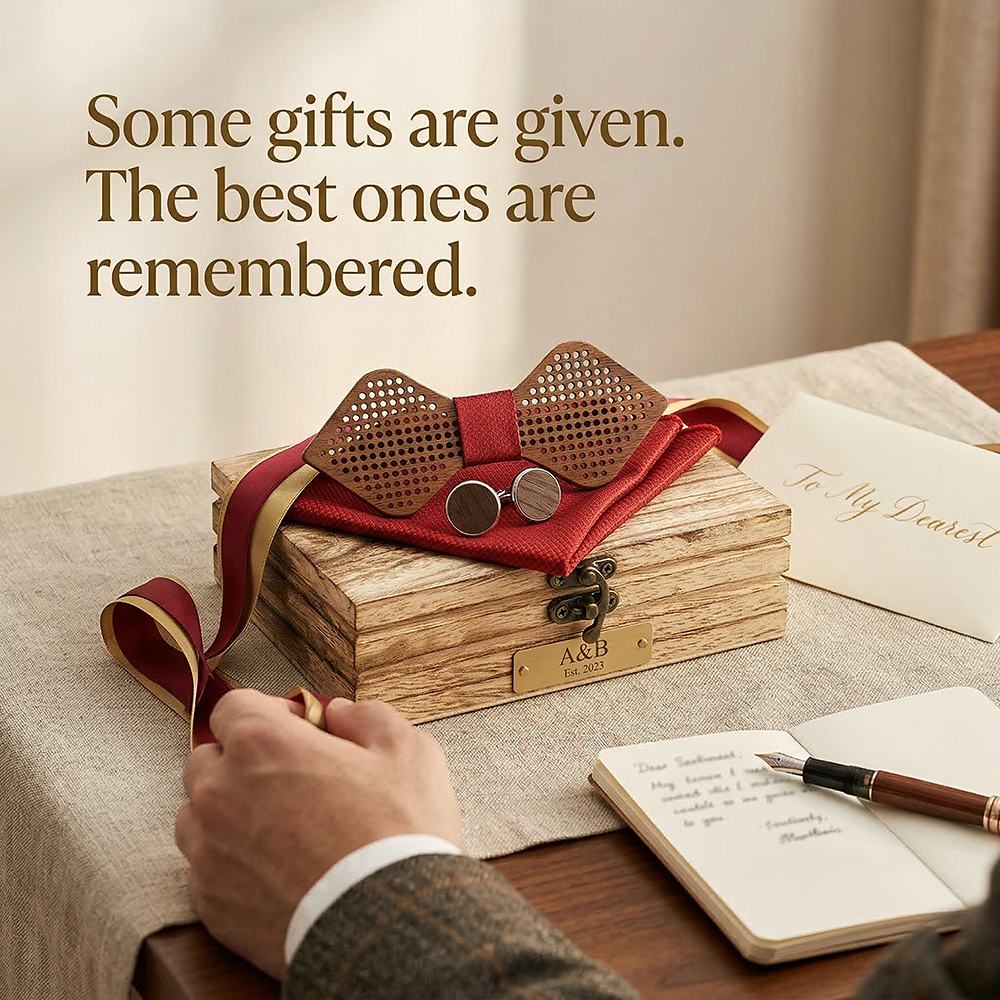 M421 M421  Polka Dot Cutout Bow Tie Set, Walnut — view 7